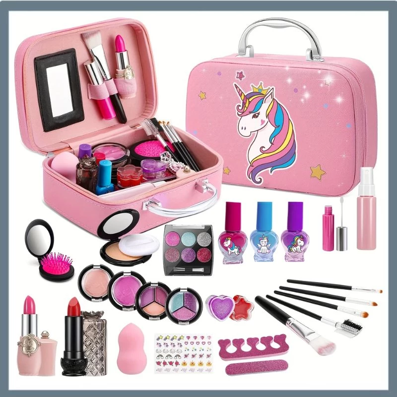 Set de machiaj pentru copii cu geantă unicorno – 27 de piese HK240875
