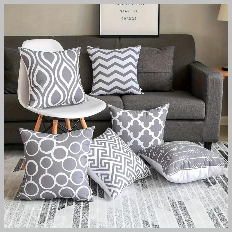 6 huse decorative moderne pentru perne din in și bumbac 50 x 50 cm KB1131805-2