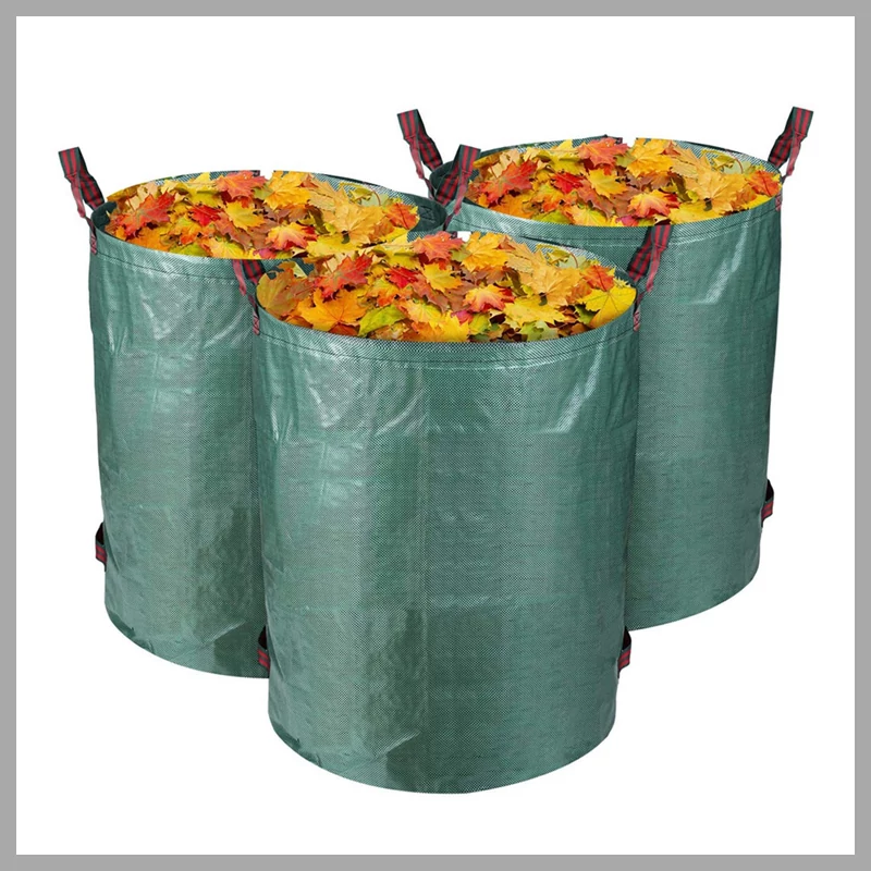 Set de 3 saci de grădină împletiți pentru frunze, 300 litri holm4041