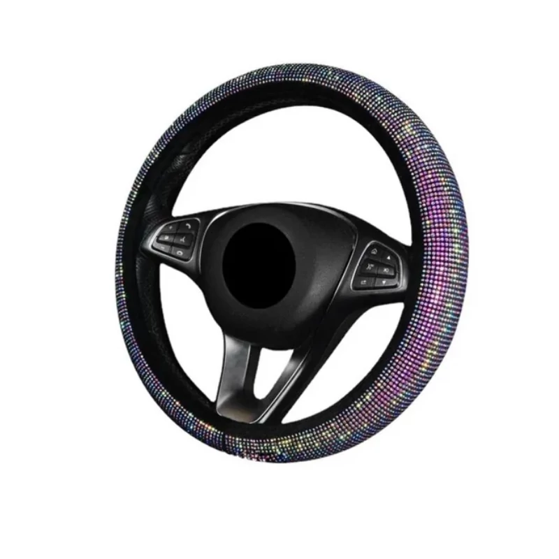 Husă pentru volan | cu strasuri | roz deschis | 38 cm SLH5837