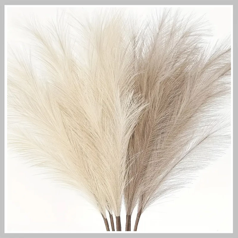 Set 6 fire de iarbă decorativă artificială tip pampa – bej/maro, 95 cm – NF385649
