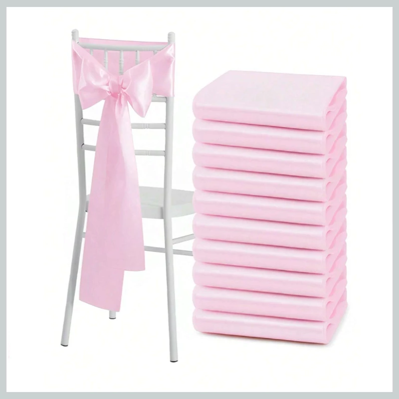 Set de fundițe pentru fustă de scaun - Satin roz bebeluș, pachet de 10 56079285br