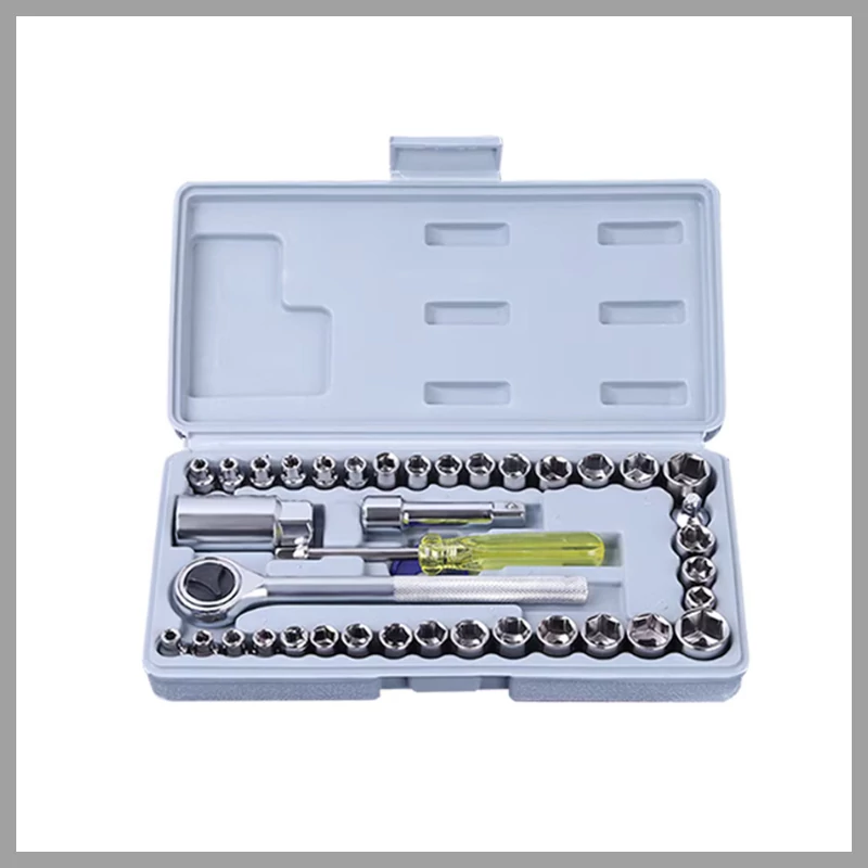 Set compact de 40 de piese pentru prize, cu clichet, 4/16 mm WT-4