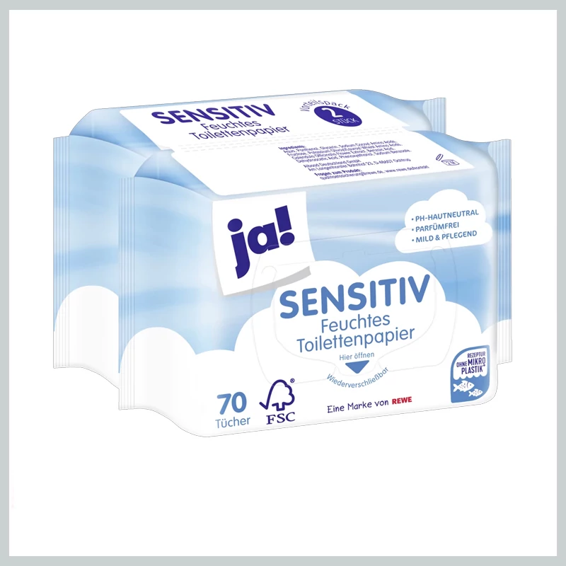 Șervețele umede ja! Sensitive pentru toaletă, 70 bucăți × 2 pachete 8033362
