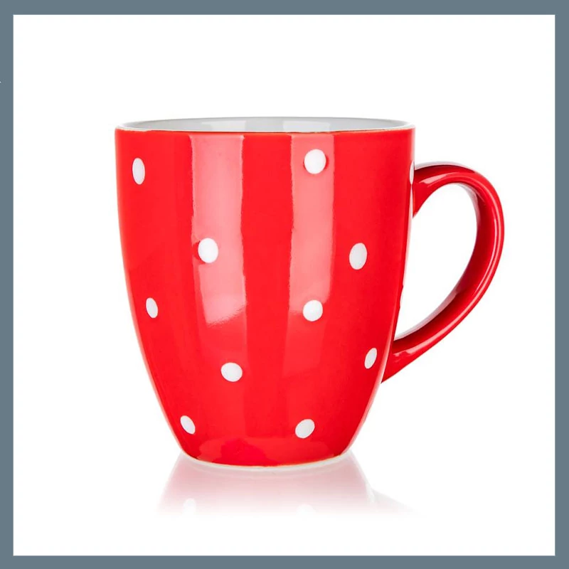 Cana ceramică BANQUET 400 ml, cu buline roșii 60K1512-C