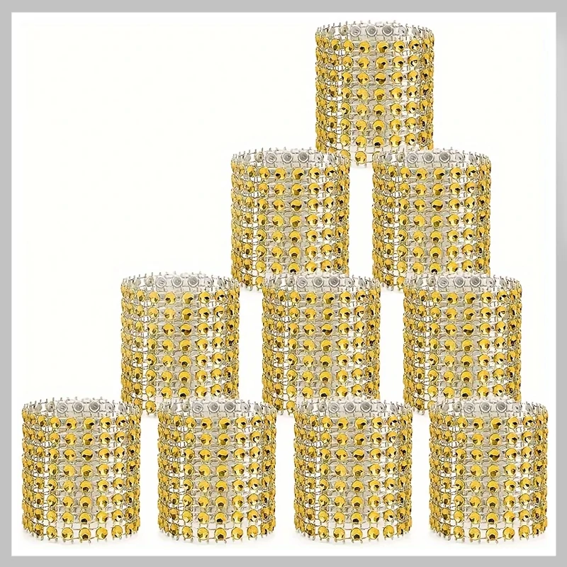 Set 50 inele elegante pentru șervețele cu strasuri – Auriu BV34954