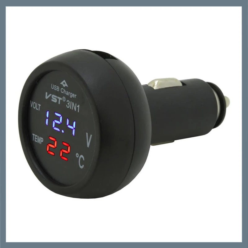 Adaptor USB Auto Multifuncțional – cu Afișaj de Tensiune și Temperatură, 12/24V 07427