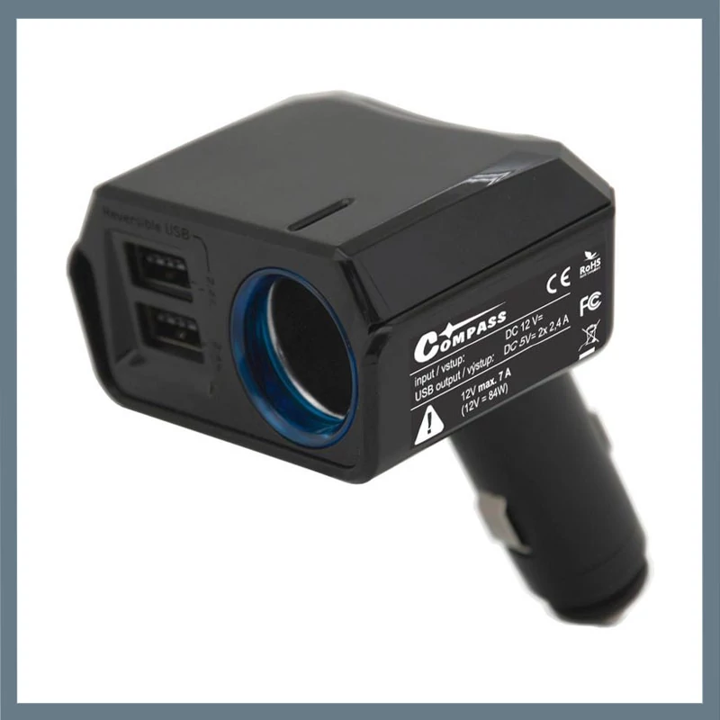 Adaptor Auto de Încărcare – 2× USB DUAL-SIDE + Ieșire 12V, 2400 mA 07431