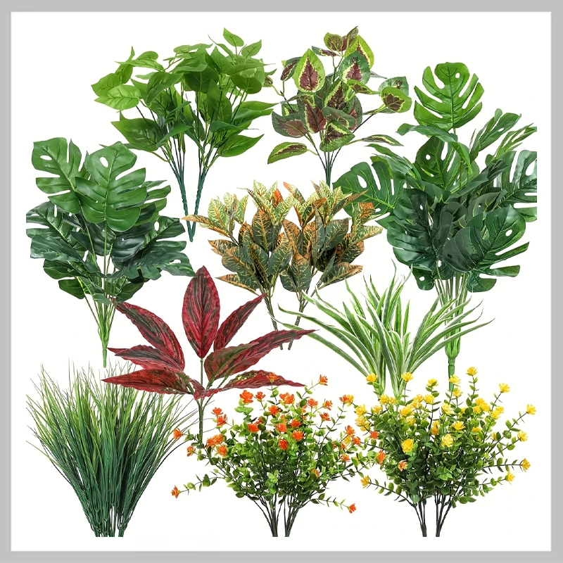 Set de 18 Plante Artificiale Tropicale – Rezistente la UV, Colorate și Realiste BP1273684