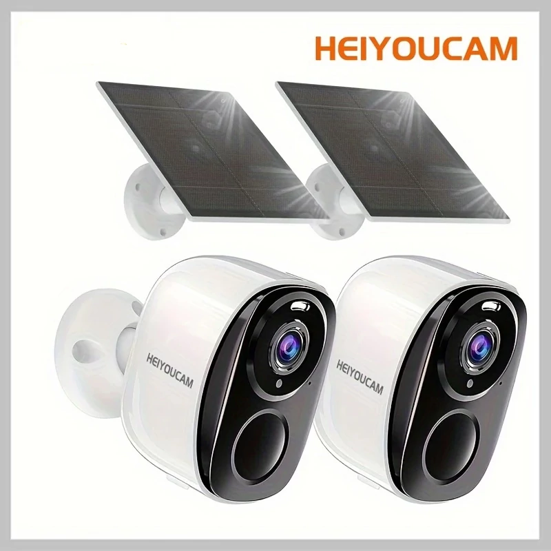 HEIYOUCAM Set 2 Camere de Supraveghere pentru Exterior cu Încărcare Solară – Wireless BV137826