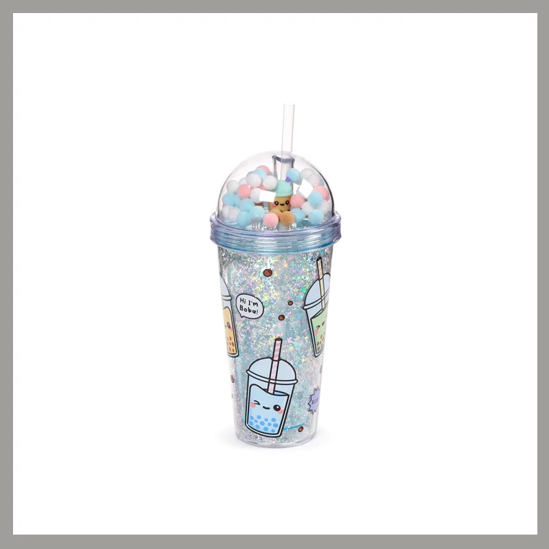 Pahar Strălucitor Bubble Tea cu Capac și Pai – CUP83