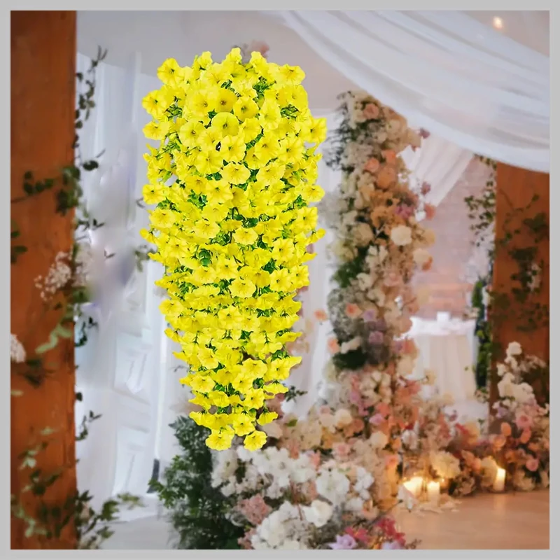 Set de 4 Flori Artificiale Suspendate Rezistente la UV – 77 cm – Galben Intens HT3286715