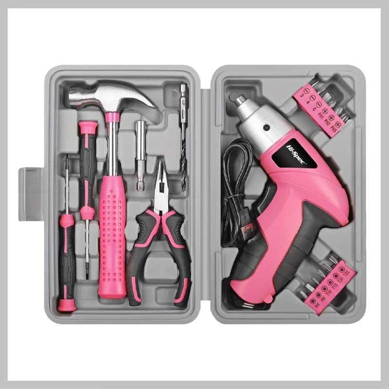 Set Compact de Scule Electrice 3.6V cu Cutie de Depozitare – Roz LR666726-P