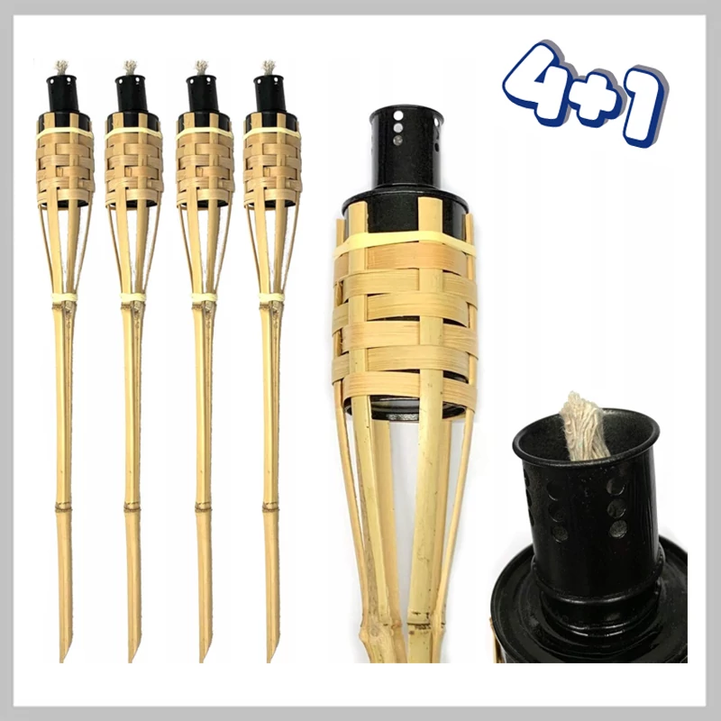 HAPPY GREEN Torță din bambus – 60 cm – set promoțional 4+1 – 5020200AK