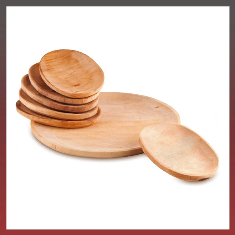 Set platouri rotunde din lemn pentru pizza – 7 piese – 5999559161315