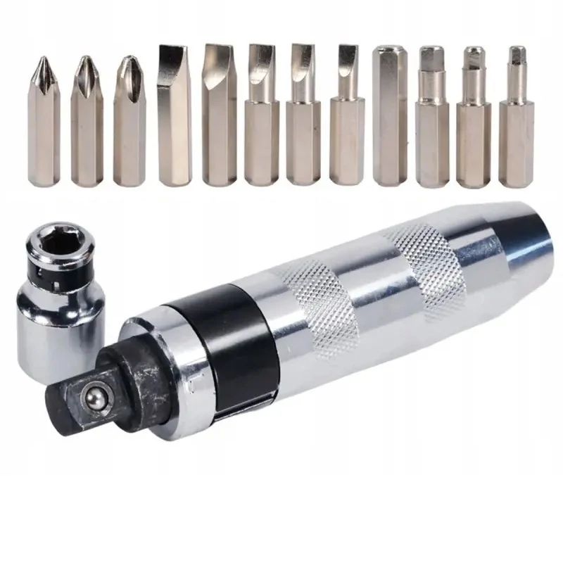 Set de șurubelniță cu impact BLACK, cu biți și capete de biți din crom-vanadiu, în cutie metalică – 28801