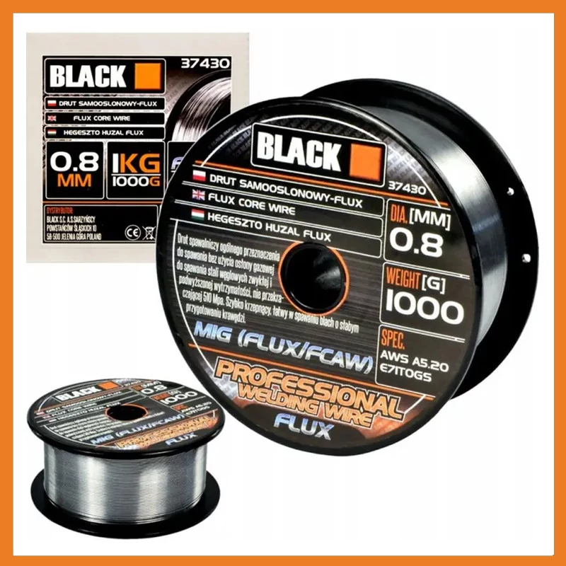 BLACK – Sârmă de sudură FLUX AWS, 0,8mm, 1kg – 37430