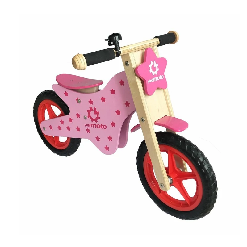 Bicicletă de echilibru Yakimoto Kid Allegro din lemn, roz 5037