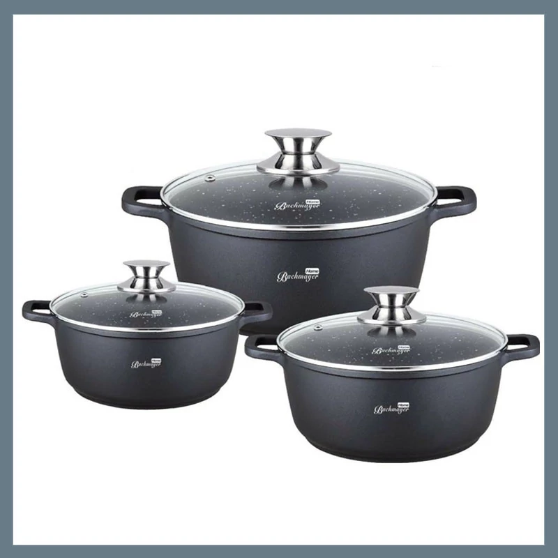 Set de oale Bachmayer 3 piese cu înveliș de marmură, gri BM-7872