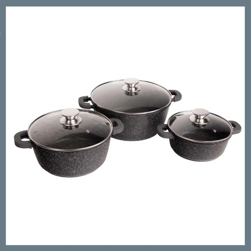 Set de oale Bachmayer 3 piese cu înveliș de marmură, model negru BM-7874