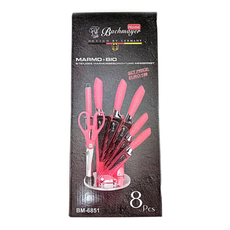 Set de cuțite Bachmayer cu suport și foarfecă, 8 piese BM-6851