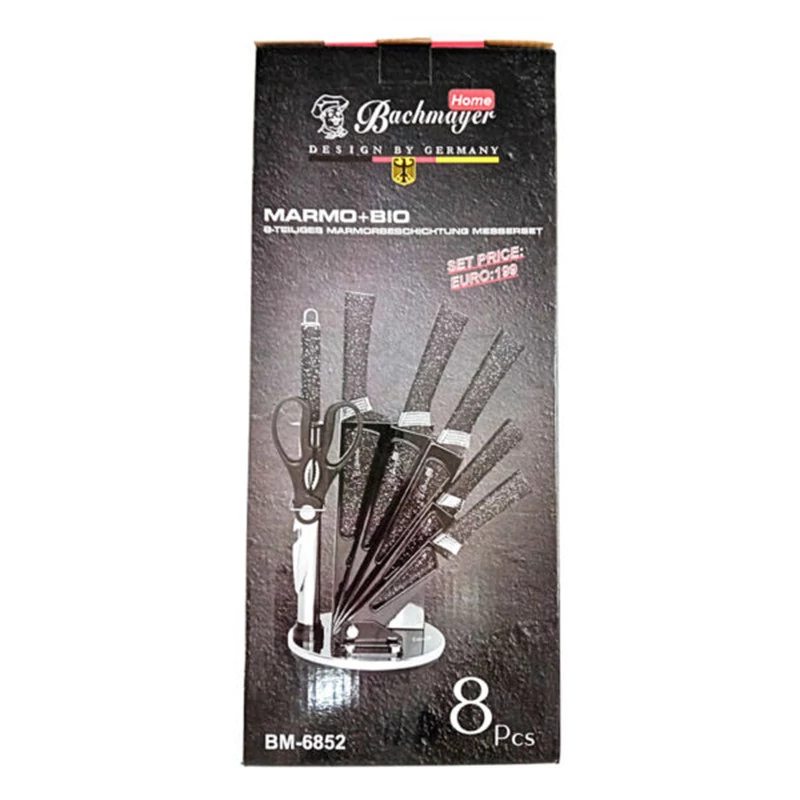 Set de cuțite Bachmayer cu suport și foarfecă, 8 piese BM-6852