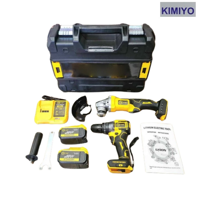 Set KIMIYO șurubelniță cu acumulator și polizor unghiular 128V, cu 2 baterii CH24-48