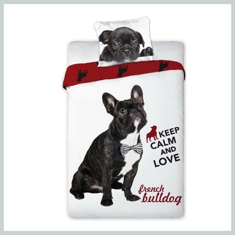 Set lenjerie de pat cu Bulldog Francez 140×200 cm FRA547418