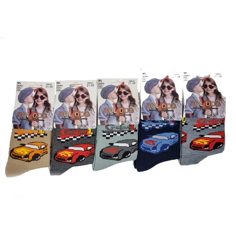 Șosete pentru băieți cu model auto, set de 10 perechi, 5 culori diferite, mărimea 26-31 Fzokniautos3136