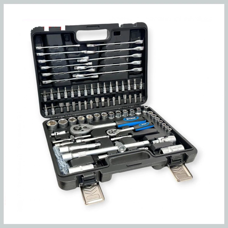 Set de Chei Tubulare Hitman HA-0065, 123 Piese, cu Chei Combinate cu Rachetă