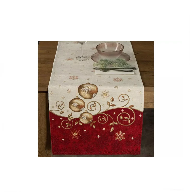Traversă de masă Gobelin, din fir chenille, bej, 45x140 cm HS431024
