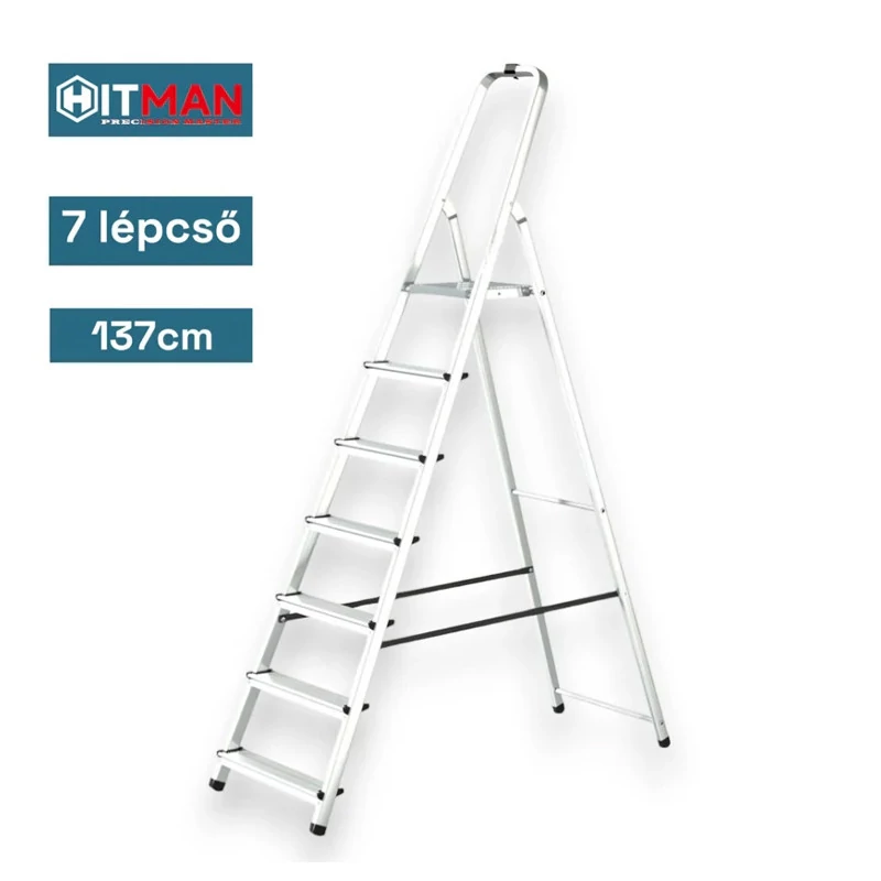 Hitman HT-NIL-6485 Scară din aluminiu cu o singură față, 137 cm înălțime, 7 trepte, 125 kg HT-NIL-6485