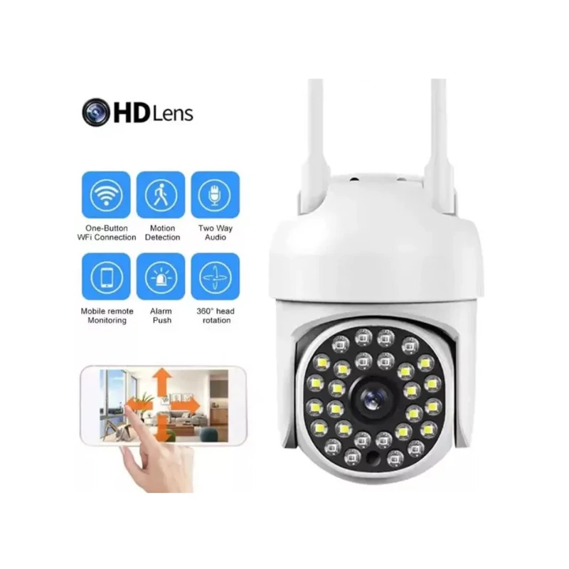 Cameră inteligentă WiFi IP JORTAN JT-8161QJ, 8 LED-uri colorate, 1080p