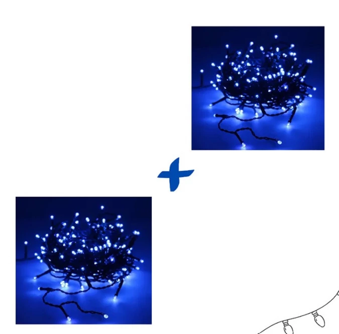 Șir de lumini LED, 180 LED-uri, lumină albastră, 8m - (1+1) KE21-10321plus1