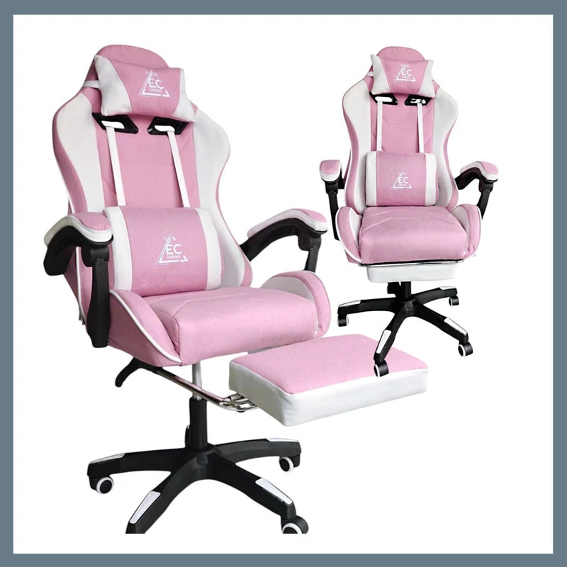 Scaun de gaming rotativ PINK STRIKE cu suport pentru picioare, roz KO40RB