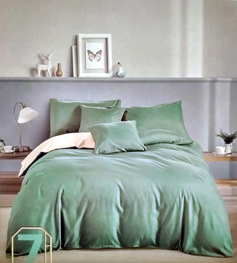 LUNA Set Lenjerie de Pat Uni 7 Piese - Verde
