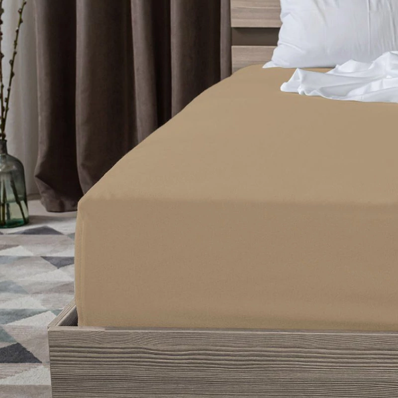 Lenjerie de pat cu elastic bej 200 x 230 cm
