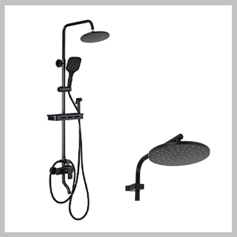 Set duș cu tijă metalică și comutator ceramic Niagara Matt Black HYD-250L-M
