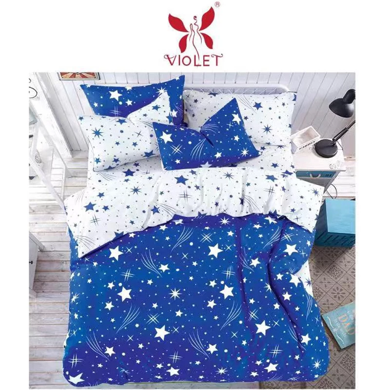 Set de lenjerie de pat groasă, 7 piese, model stea căzătoare albastru – AB103