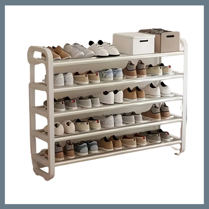 Raft deschis pentru pantofi cu 6 niveluri – alb, 75 × 73 cm YX1429869