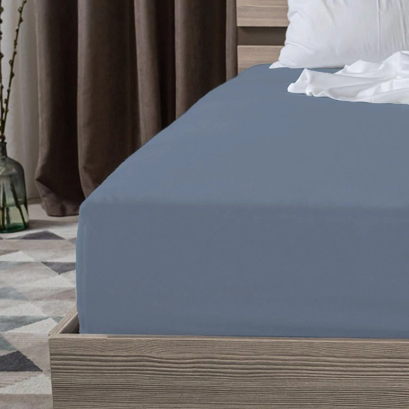 Lenjerie de pat cu elastic gri închis 160 x 200 cm
